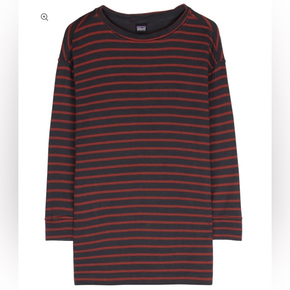 Patagonia Misty Meadow 3/4 sleeve top (red and grey stripes) | women US medium - Picture 1 of 8